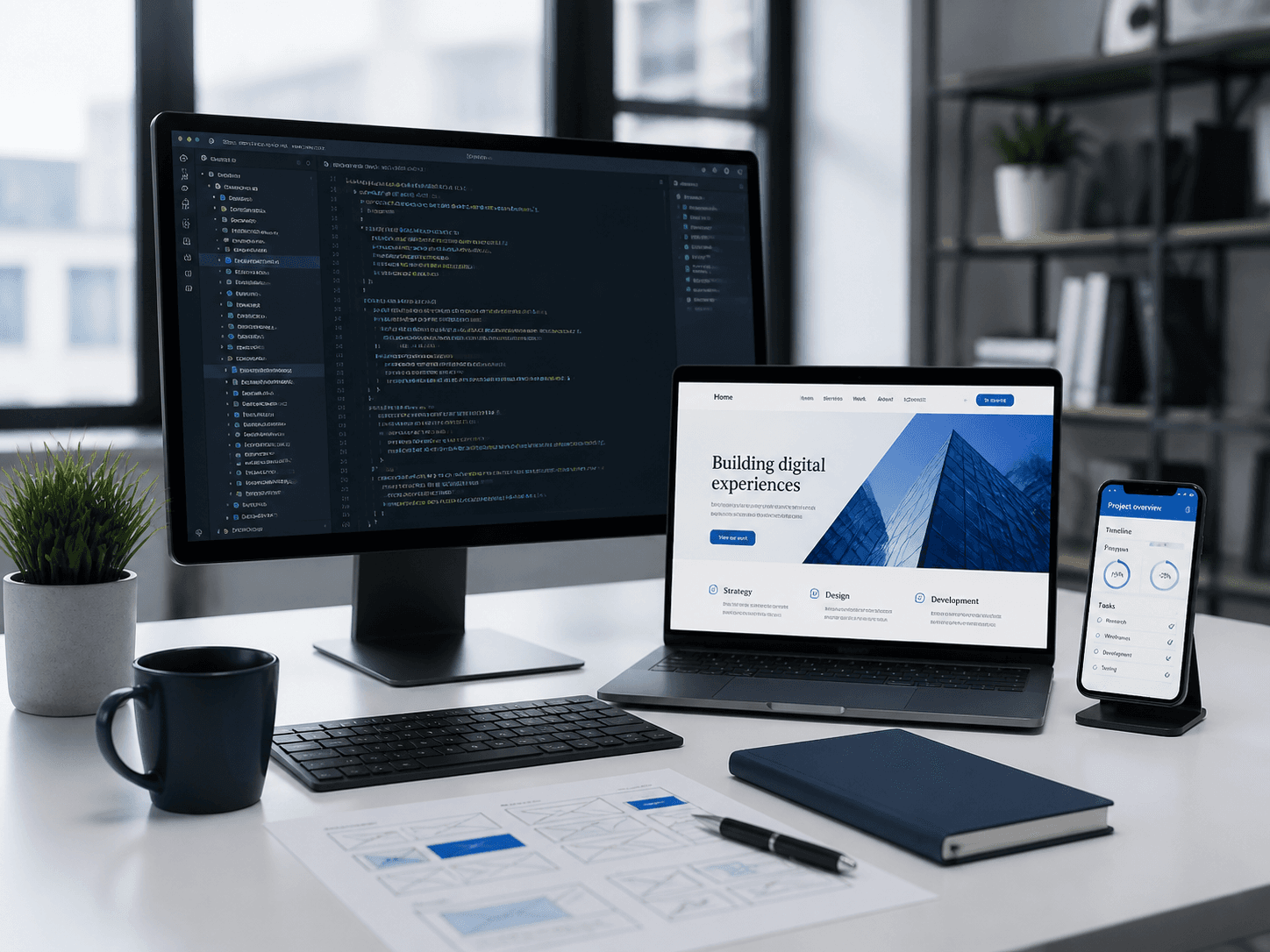 A professional workspace representing the service delivery process