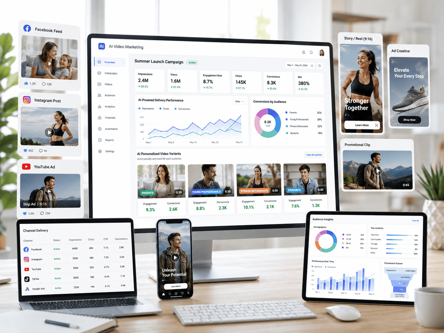 A responsive business website being tested on desktop, tablet and mobile devices