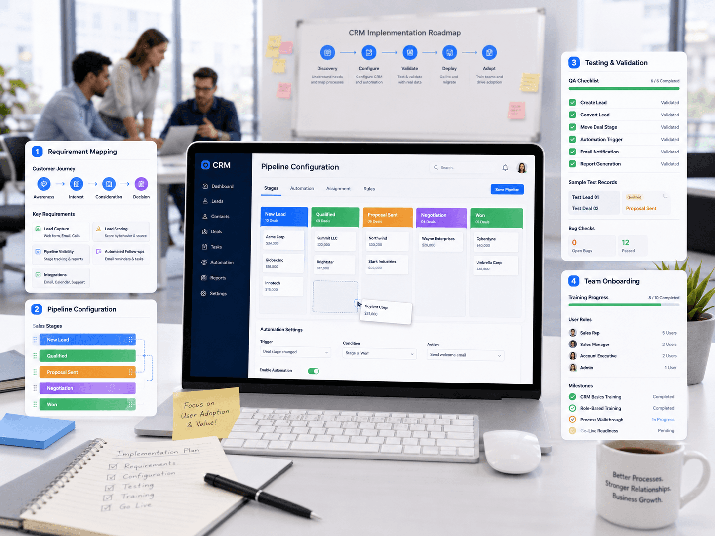 A professional workspace representing the service delivery process