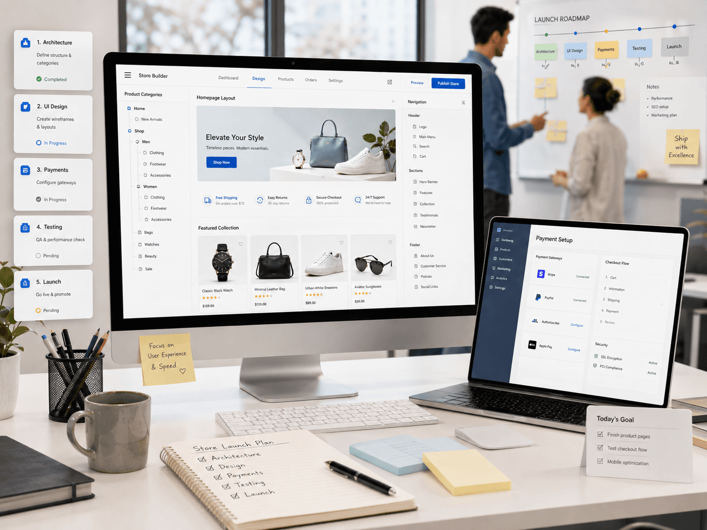 A professional workspace representing the service delivery process