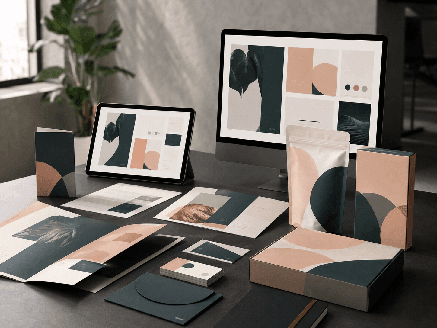 A responsive business website being tested on desktop, tablet and mobile devices