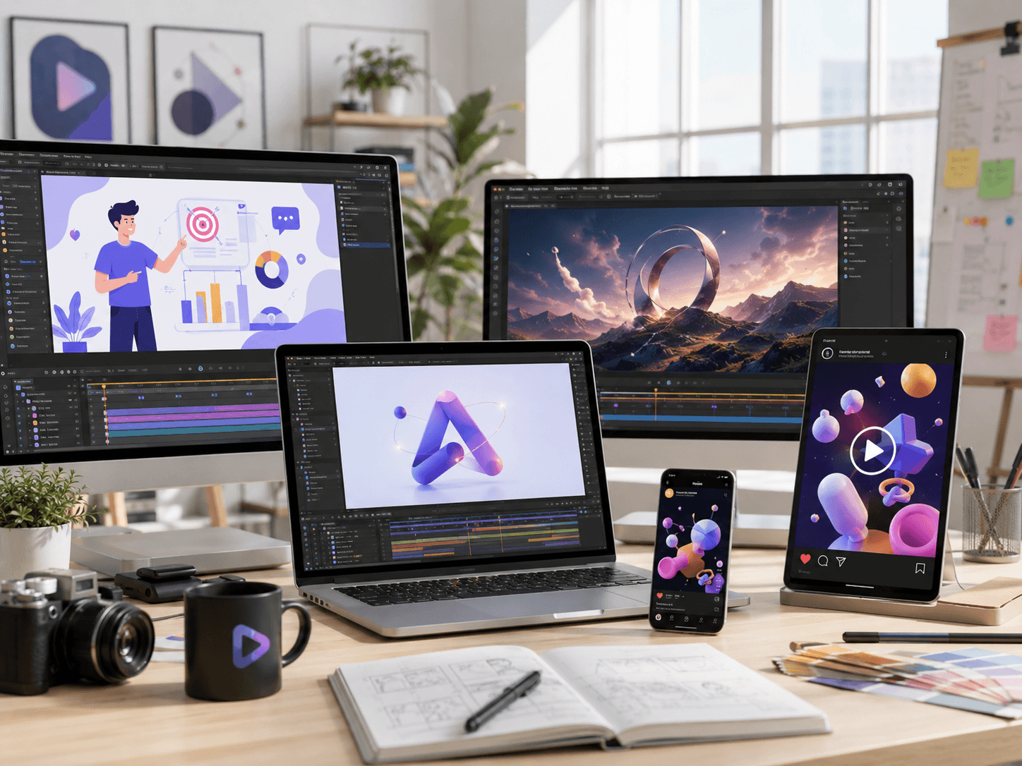 A responsive business website being tested on desktop, tablet and mobile devices